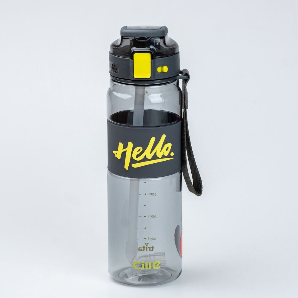 Пляшка для води з трубочкою багаторазова Hello