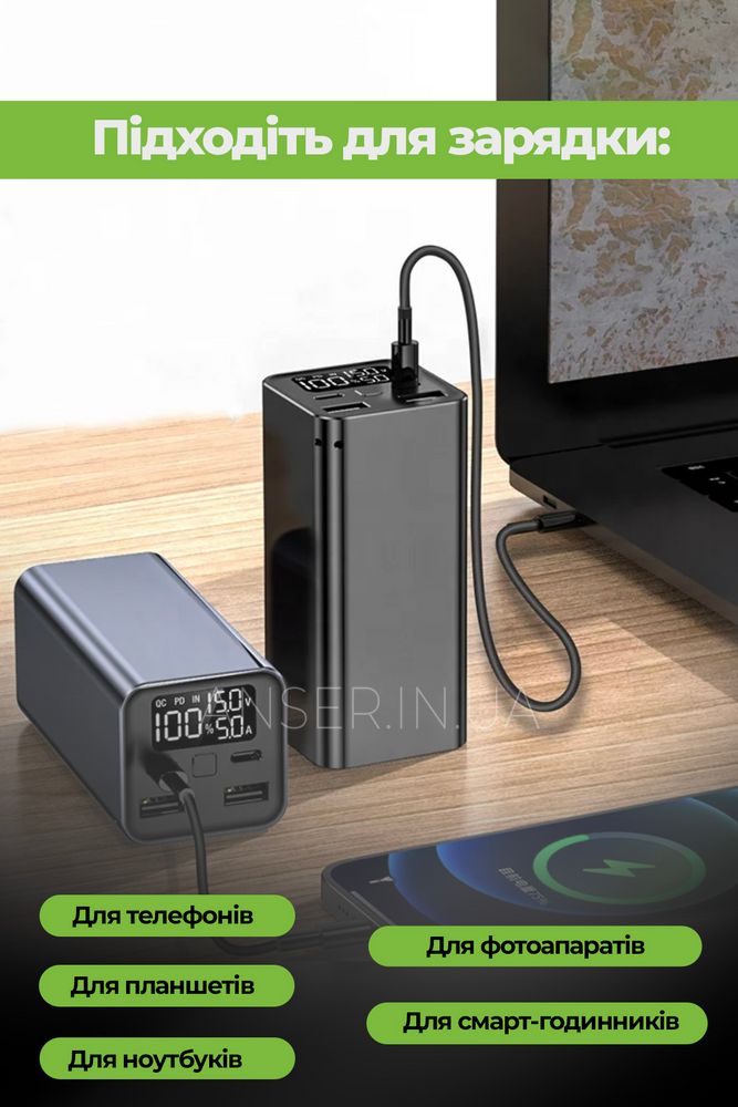 Мощный Power Bank для ноутбука 65W 20000mAh XO PB97 с дисплеем и быстрой зарядкой