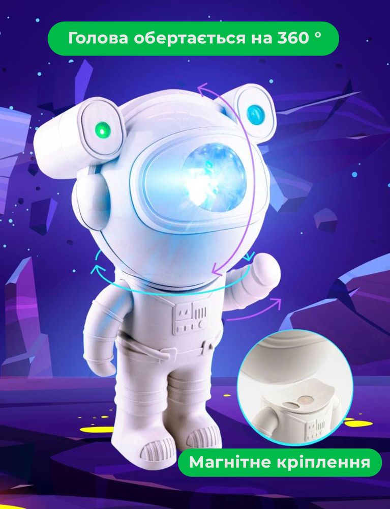 Дитячий нічник проектор зоряного неба Астронавт з пультом та колонкою