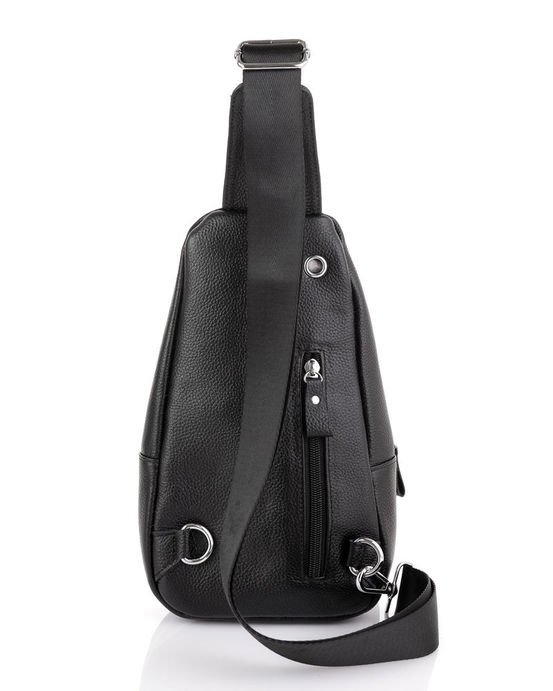 Кожаный черный слинг через плечо Tiding Bag A25F-5058A