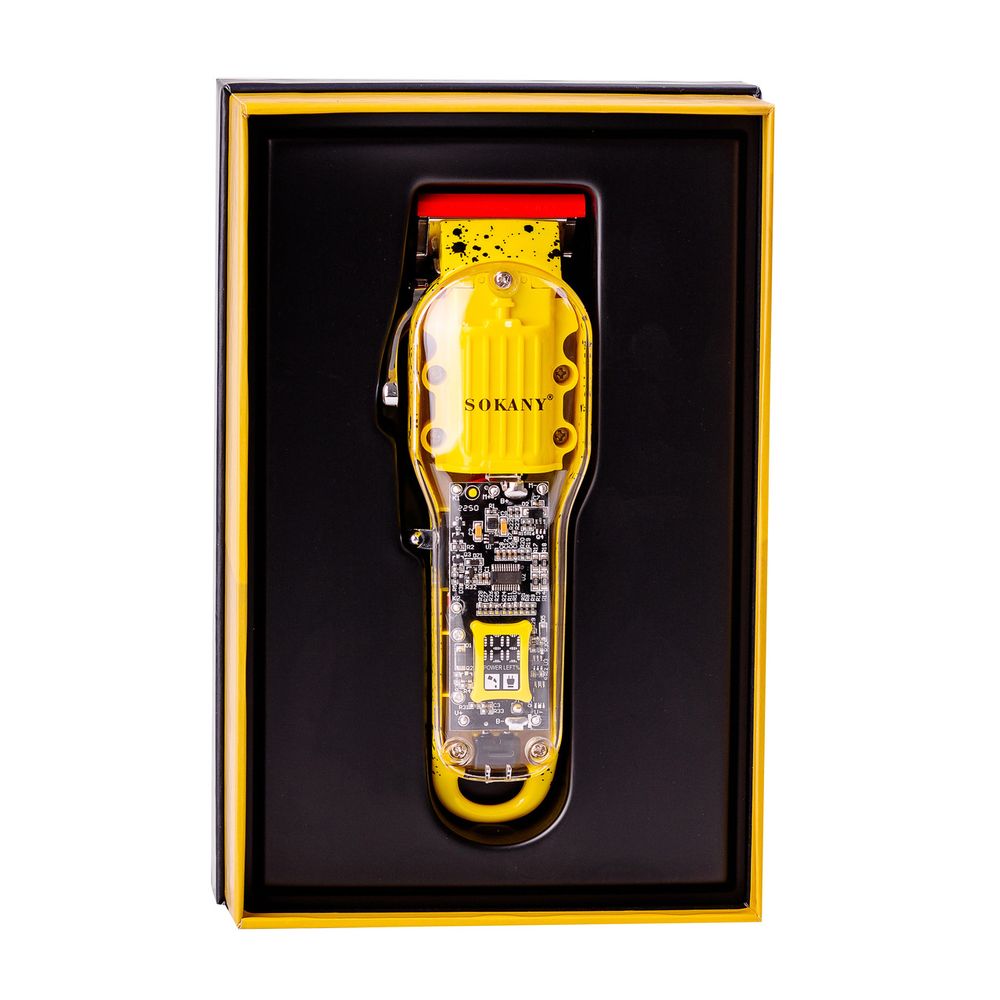Тример професійний акумуляторний з 8 насадками та USB машинка для стрижки бездротова Sokany SK-LF-9970 жовтий