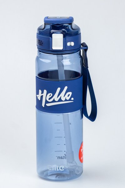 Бутылка для воды спортивная Hello 860 мл с ремешком и ручкой, синий
