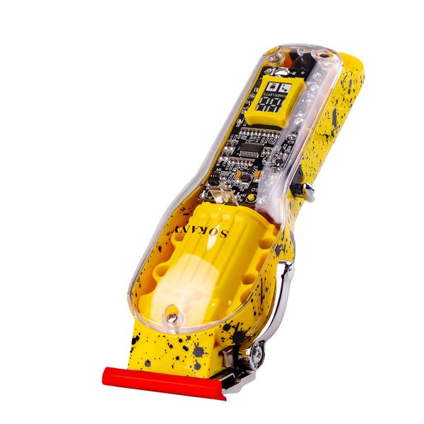 Трехмерный профессиональный аккумуляторный с 8 насадками и USB машинка для стрижки беспроводная Sokany SK-LF-9970 желтый