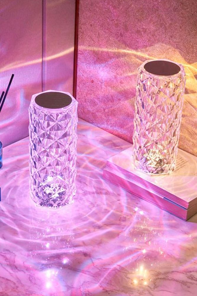 Настольная сенсорная хрустальная лампа-ночник с пультом, 16 цветов