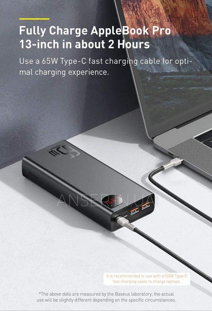 УМБ Power Bank для ноутбуков Baseus Adaman Metal 20000mAh 65W Digital Display