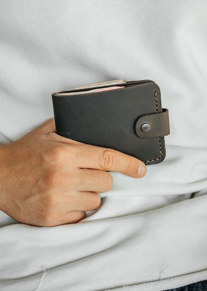 Кожаный кошелек Billford на кнопке коричневый