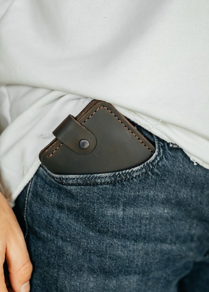 Шкіряний гаманець Billford на кнопці коричневий