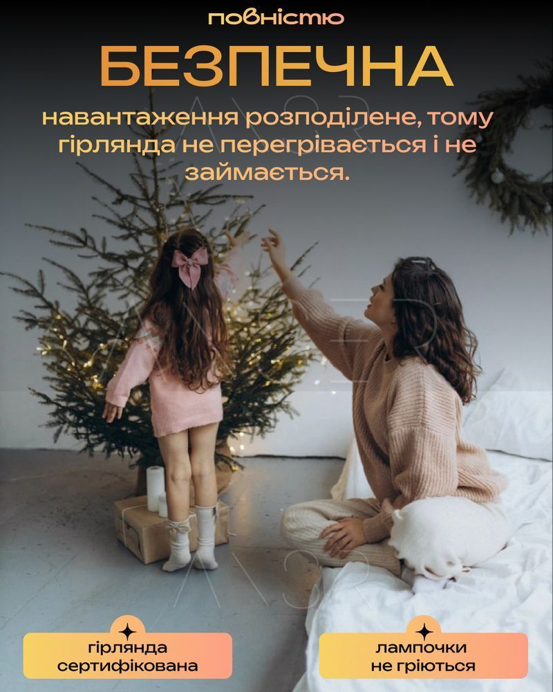 Гірлянда Роса 50 м - тепле біле світло, біла нитка, пульт, 8 режимів &mdash; оригінальне фото з магазину ANSER.IN.UA