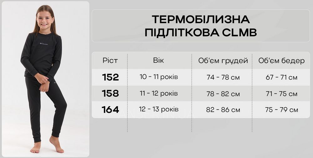 Термобілизна дитяча для дівчаток та хлопчиків чорна на флісі розмір 122