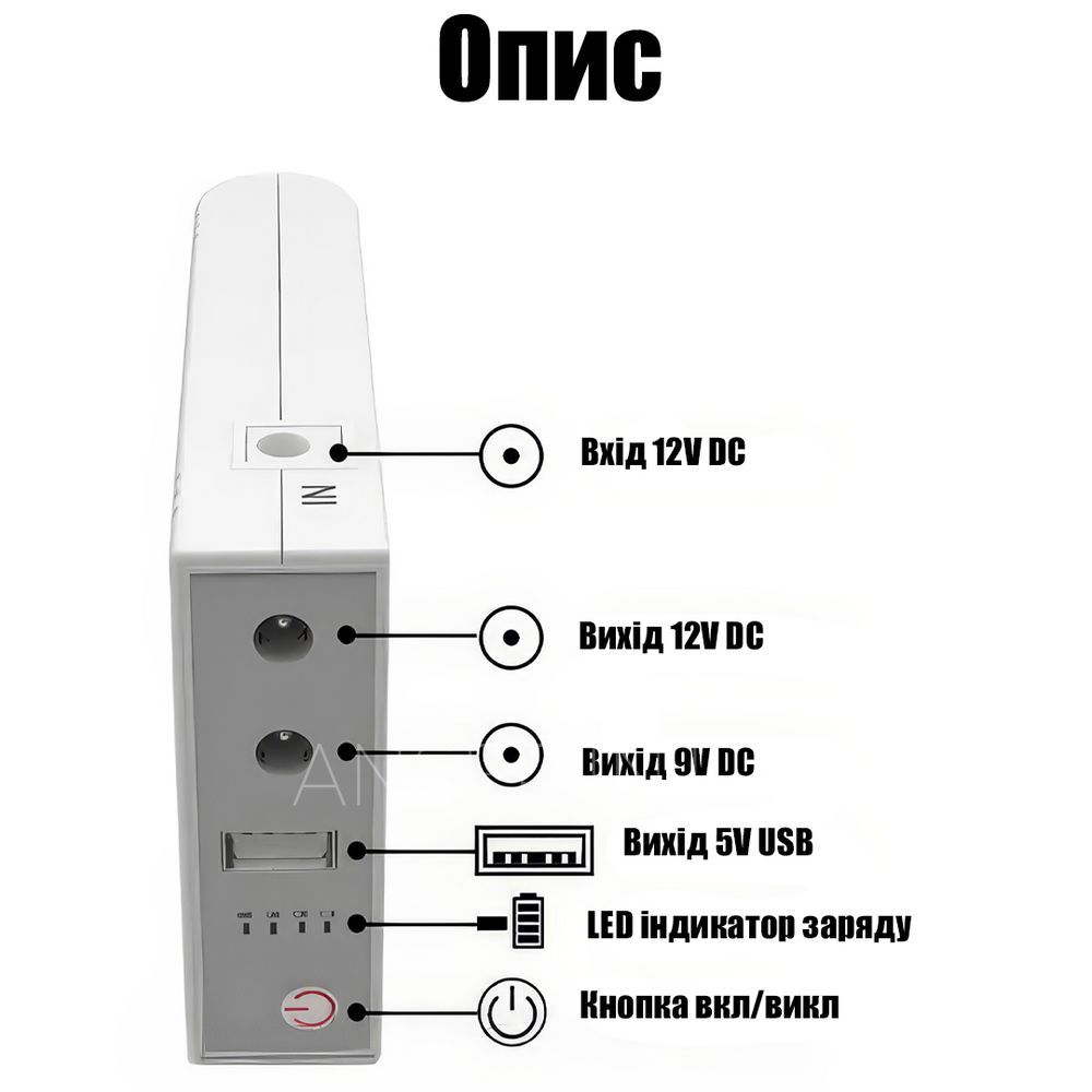 UPS для роутера ДБЖ MINI UPS WGP 103A на 10400mAh, 5V/9-12V