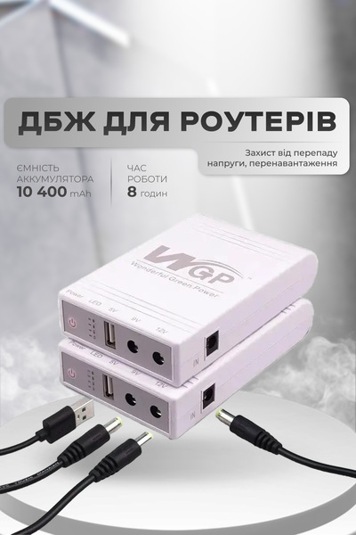 UPS для роутера ДБЖ MINI UPS WGP 103A на 10400mAh, 5V/9-12V