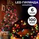 Світлодіодна гірлянда нитка 6м на 100 LED чрний провід 8 режимів RGB