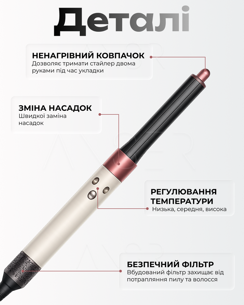 Мультистайлер AutoWrap 6 в 1 для локонів та об'єму, Rose &mdash; оригінальне фото з магазину ANSER.IN.UA