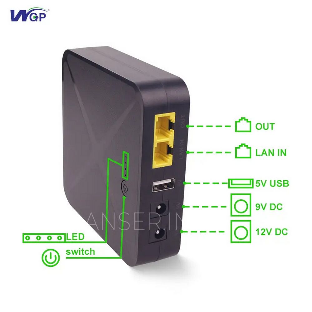 UPS для роутера ИБП MINI UPS POE02 8000mAh 5V/9-12V LAN IN/ OUT