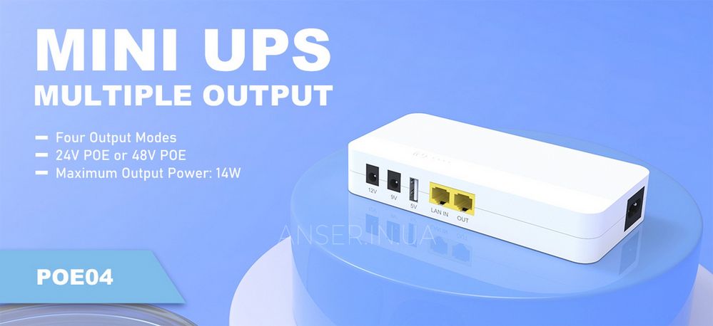 UPS для роутера ИБП MINI UPS WGP POE04 8000mAh 5V/9-12V LAN IN/ OUT