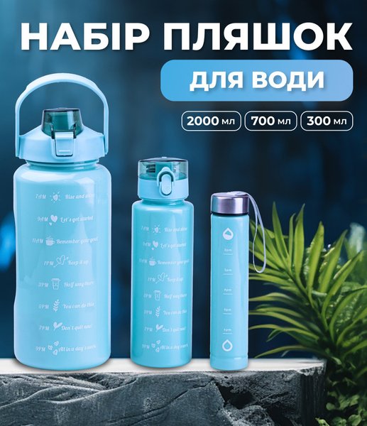 Пляшка для води набір 3 в 1 фляга для напоїв 500мл 900мл 2л з дозатором