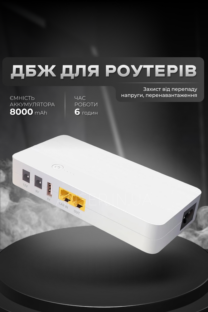 UPS для роутера ДБЖ MINI UPS WGP POE04 8000mAh 5V/9-12V LAN IN/ OUT