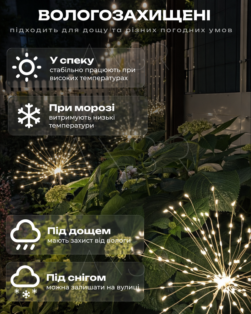 Садовий світильник Феєрверк на сонячній батареї комплект 2 шт &mdash; оригінальне фото з магазину ANSER.IN.UA