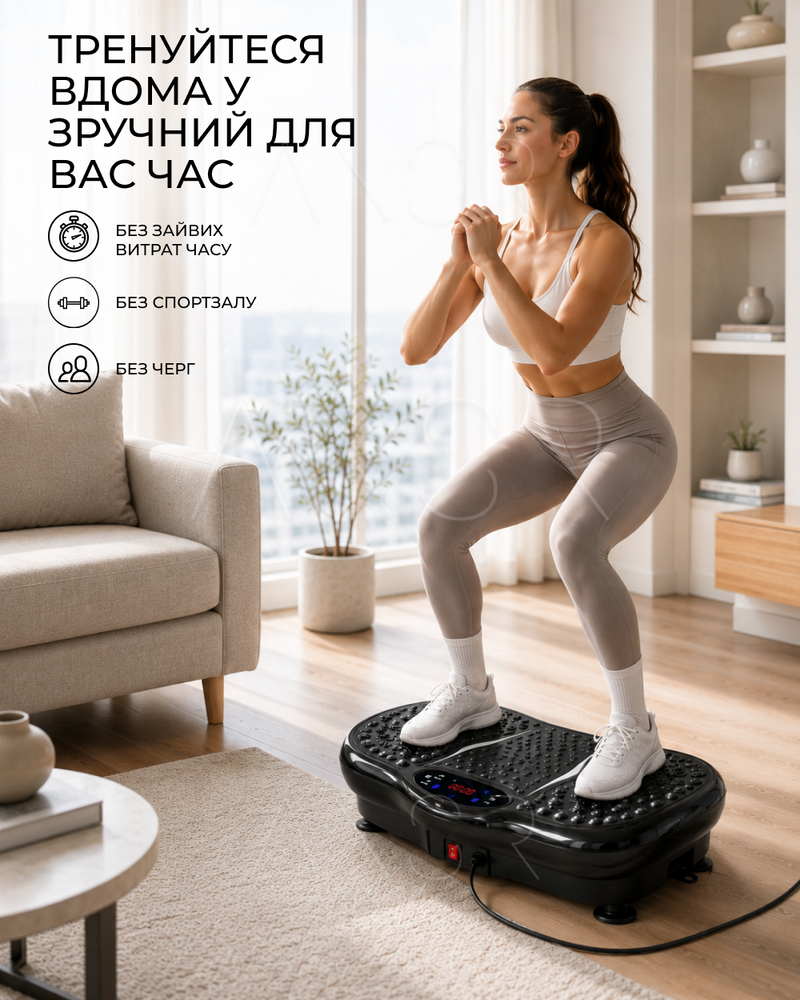 Віброплатформа для тренувань і схуднення, 2 еспандери, до 120 кг &mdash; оригінальне фото з магазину ANSER.IN.UA