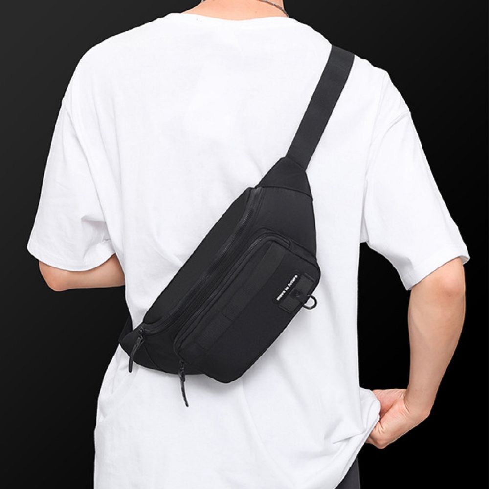 Классическая текстильная сумка на пояс черная Confident AT09-20516A