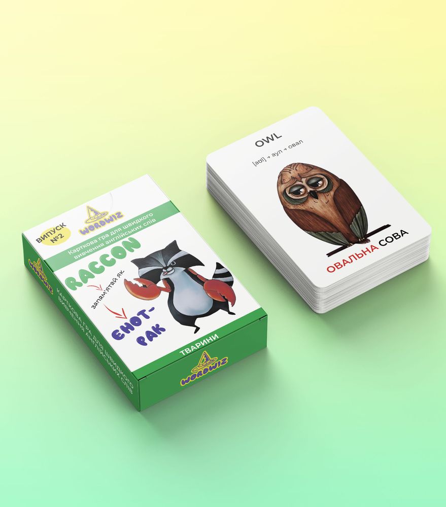 Дитячі картки WordWiz для легкого вивчення англійських слів на основі асоціацій: Тварини