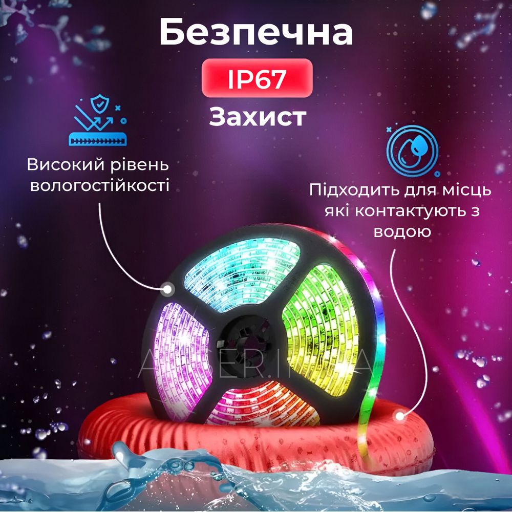 Светодиодная LED лента с пультом водостойкая 5 м 300 LED RGB 5050 12V