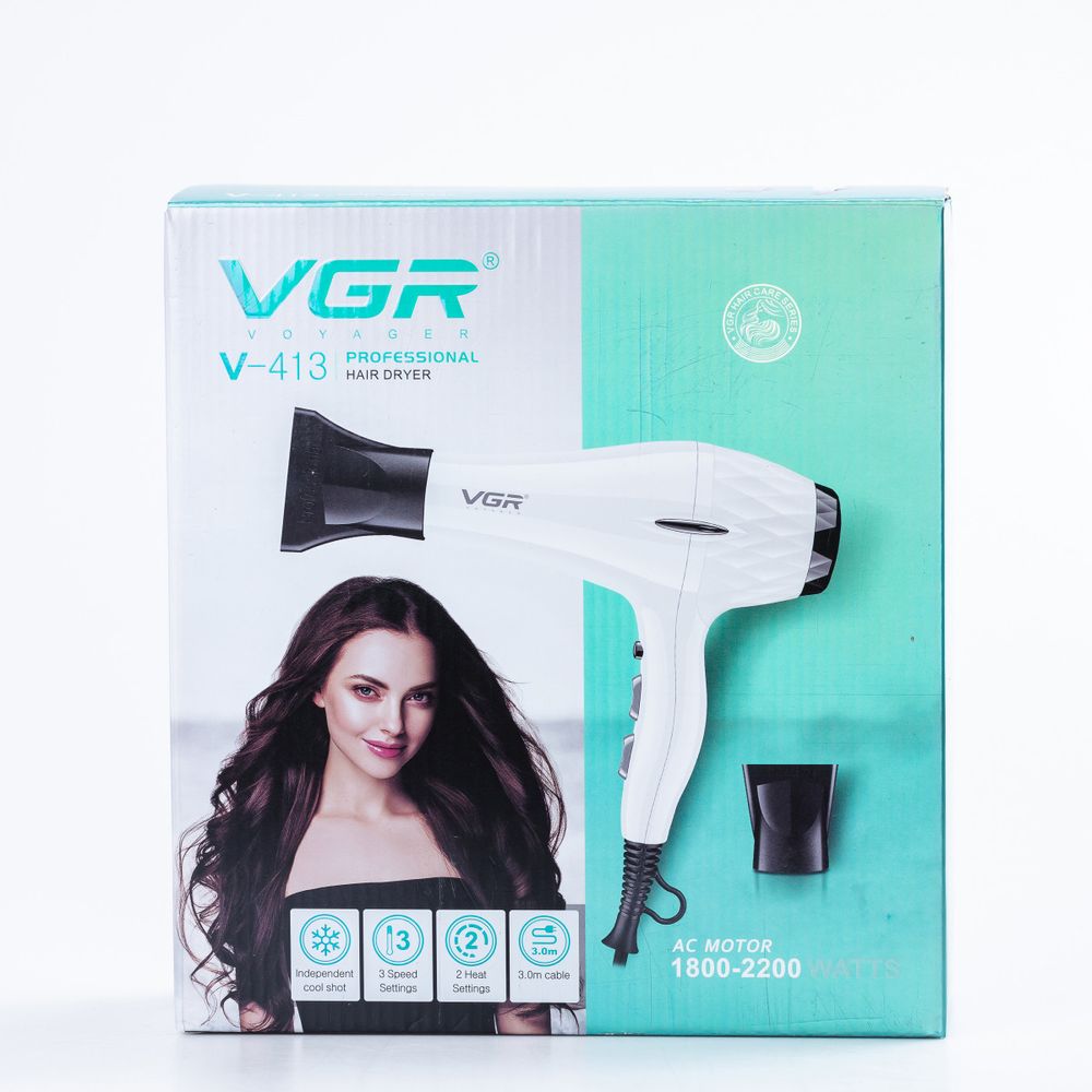 Фен для волос профессиональный с концентратором 2200 Вт ионизация и 2 режима работы VGR V-413