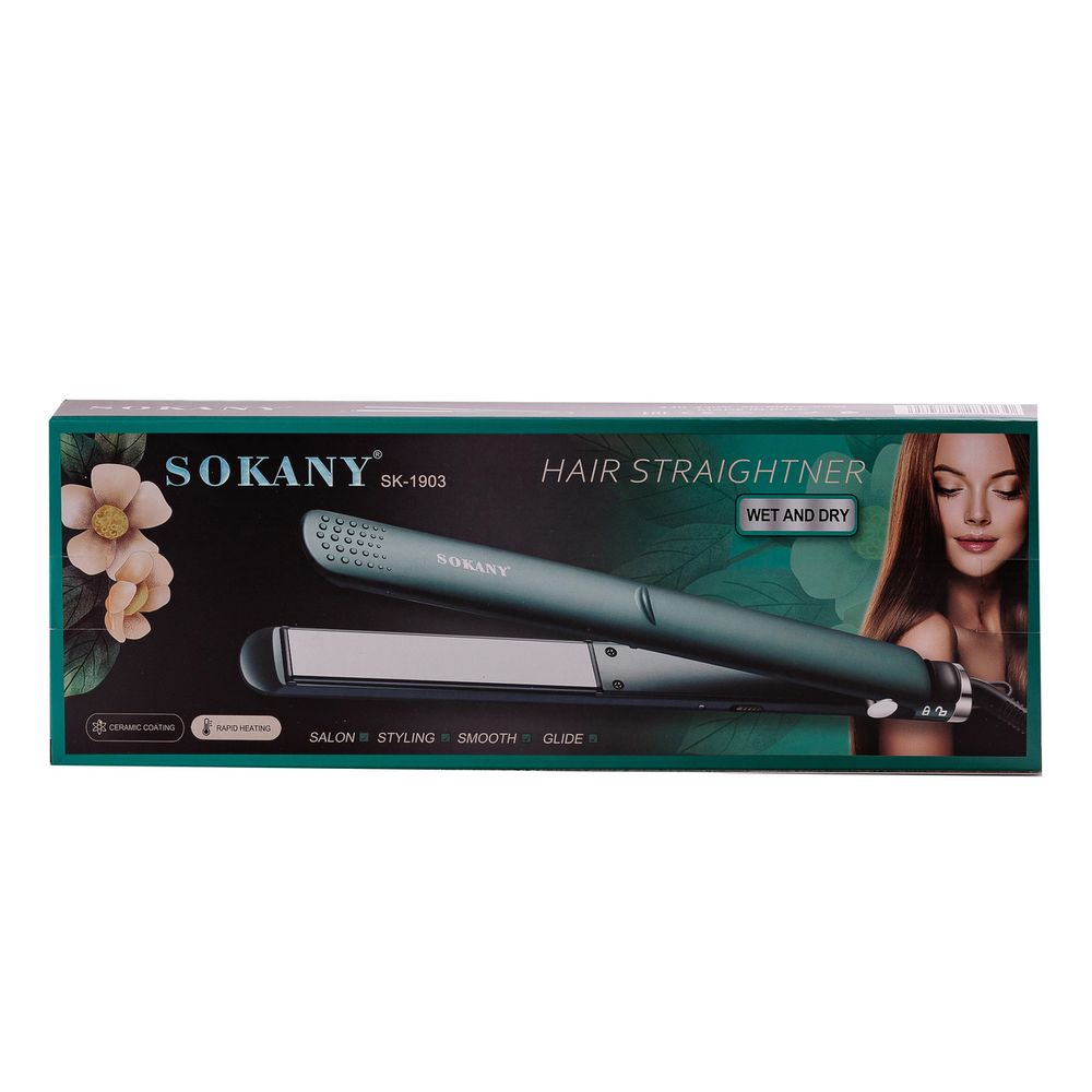 Выпрямитель для волос керамический до 230 градусов, стайлер для выравнивания волос и завивки Sokany SK-1903