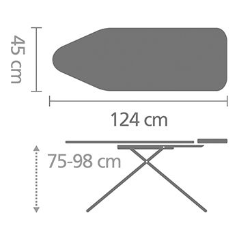 Прасувальна дошка з підставкою для парової системи 124х45 см з Brabantia Ironing Board біла (108884)