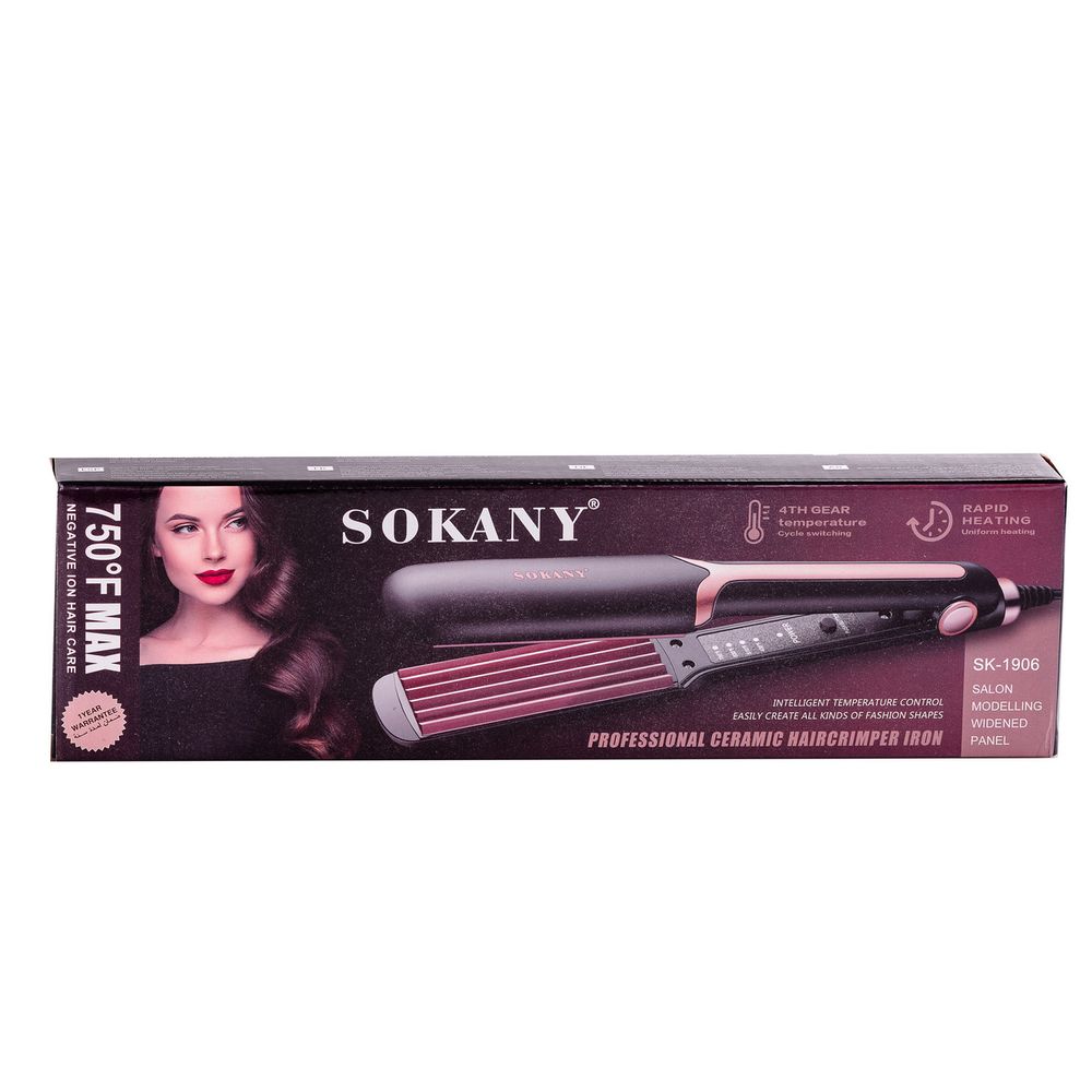 Щипці гофре для волосся професійні 40 Вт випрямляч плойка з індикатором роботи Sokany SK-1906 золотистий