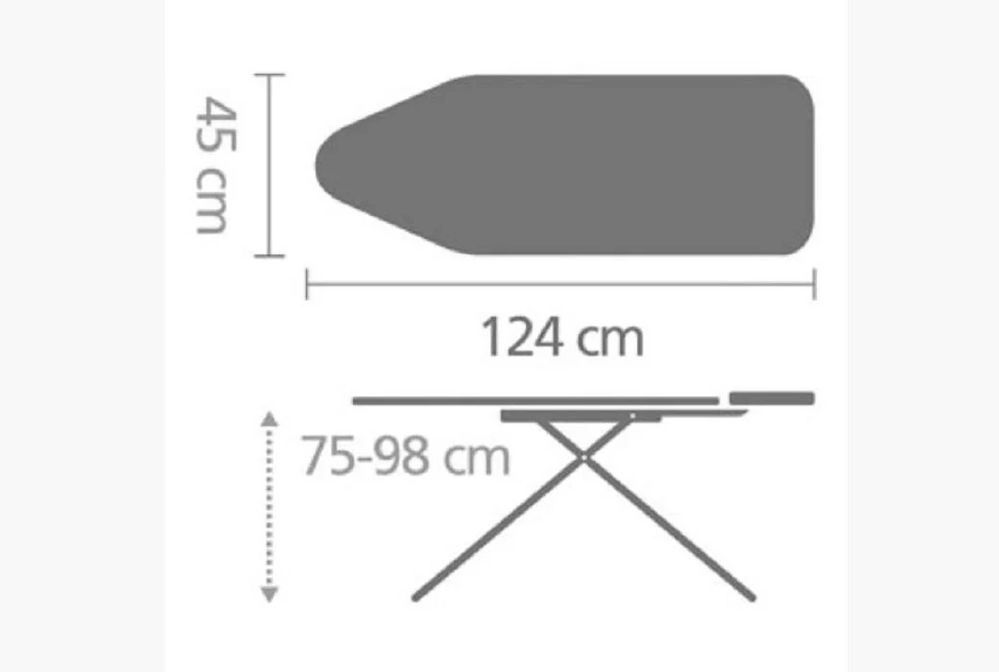 Доска гладильная 124x45 см с подставкой для утюга с Brabantia Ironing Board черная (134746)