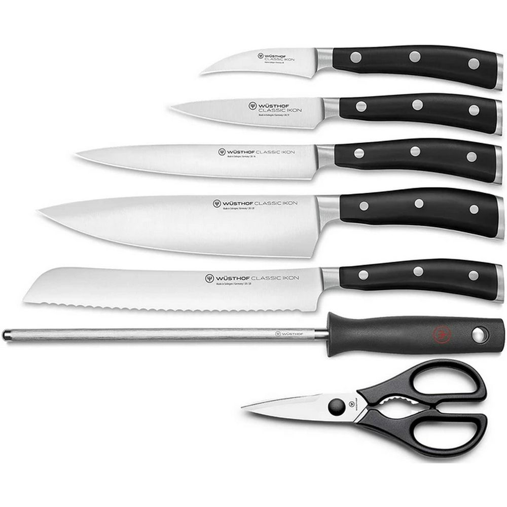 Набір ножів (5 шт) з блоком, 8 предметів Wuesthof Classic Ikon (1090370703)