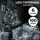 Світлодіодна гірлянда нитка 6м на 100 LED прозорий провід 8 режимів Біла фото № 1