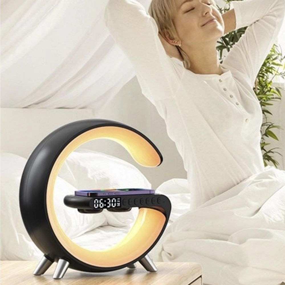 Лампа-нічник G-Lamp з бездротовою зарядкою 15W, Bluetooth-колонкою та годинником RGB Night Light