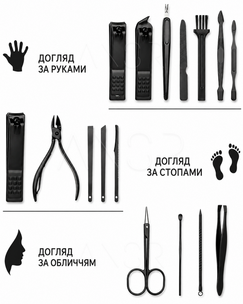Професійний набір інструментів 16 в 1 з нержавіючої сталі у футлярі &mdash; оригінальне фото з магазину ANSER.IN.UA