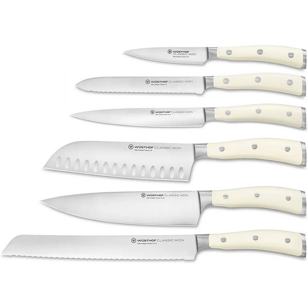 Набор ножей (6 шт) с блоком, 7 предметов Wuesthof Classic Ikon Crème (1090470602)