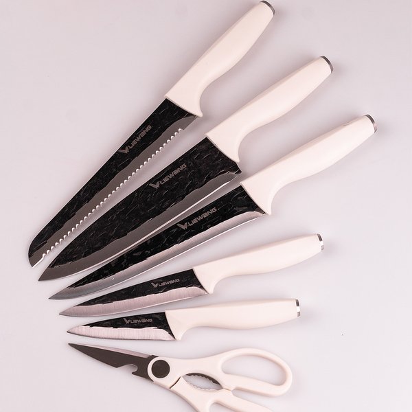 Набір кухонних ножів з підставкою 6 предметів Білий