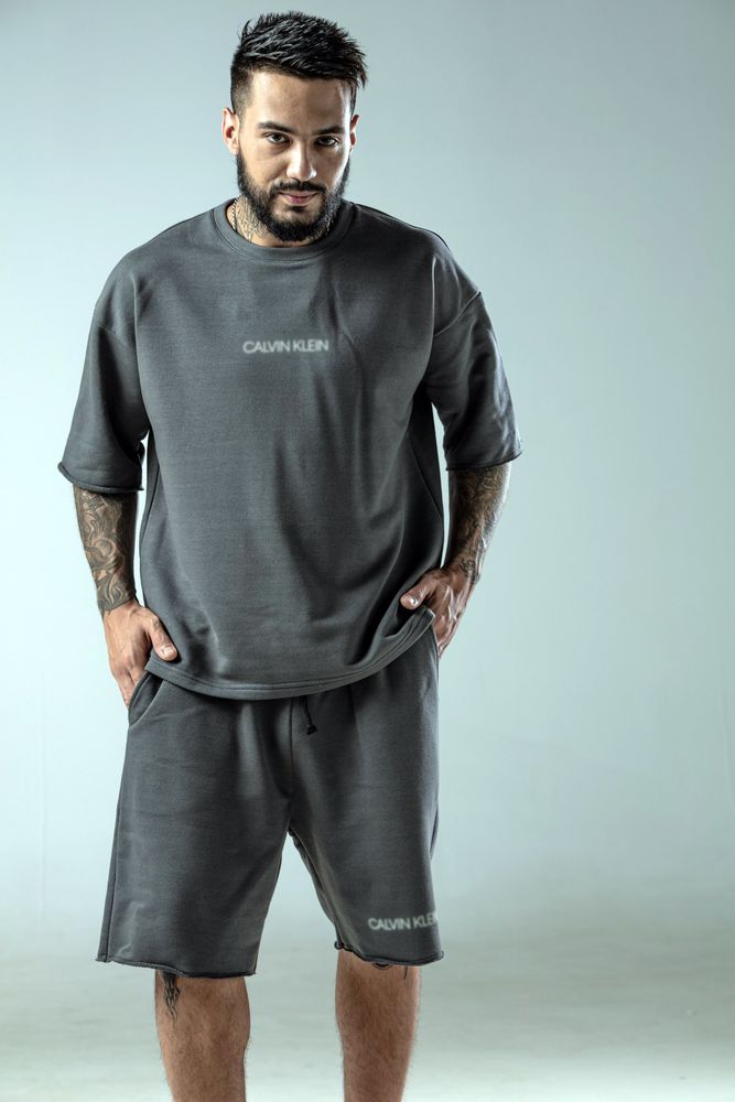 Літній чоловічий костюм Comfort Kit Duo шорти та футболка графіт оверсайз розмір S