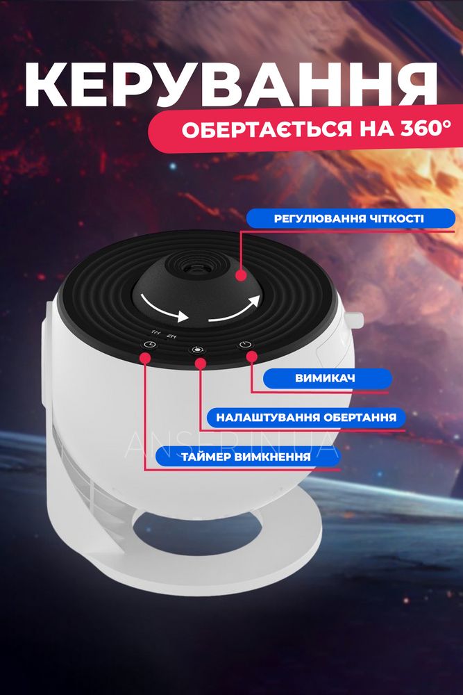 Ночник проектор Домашний планетарий с картриджами – 12 космических тел.